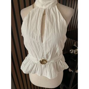 Zara white top crop top stylish blouse size M